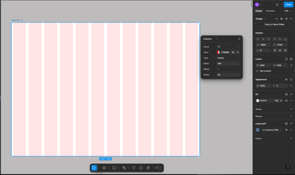 setting up grid in the frame for custom crm dashboard