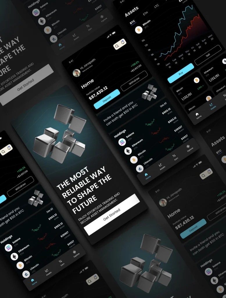 crypto mobile app ui design in figma