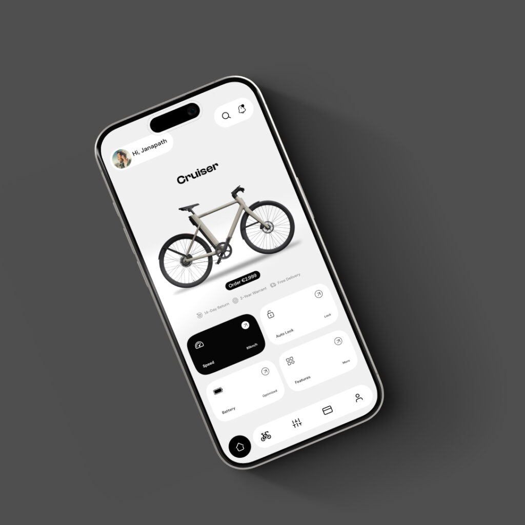 AI Bicycle App UI/UX Design in Figma