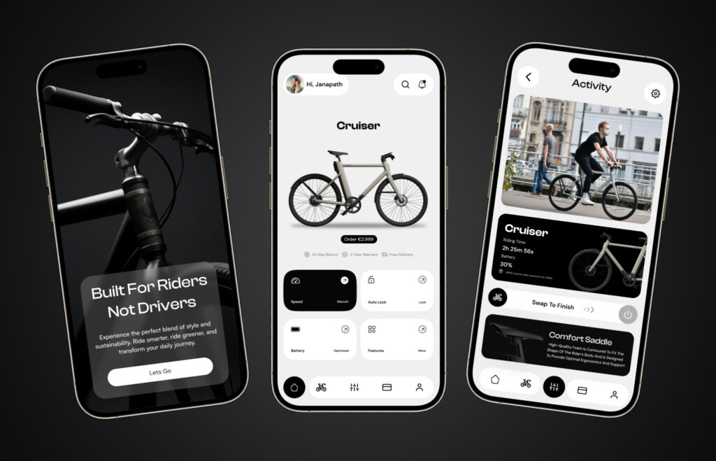 Smart AI Bicycle Mobile App UI/UX Design in Figma