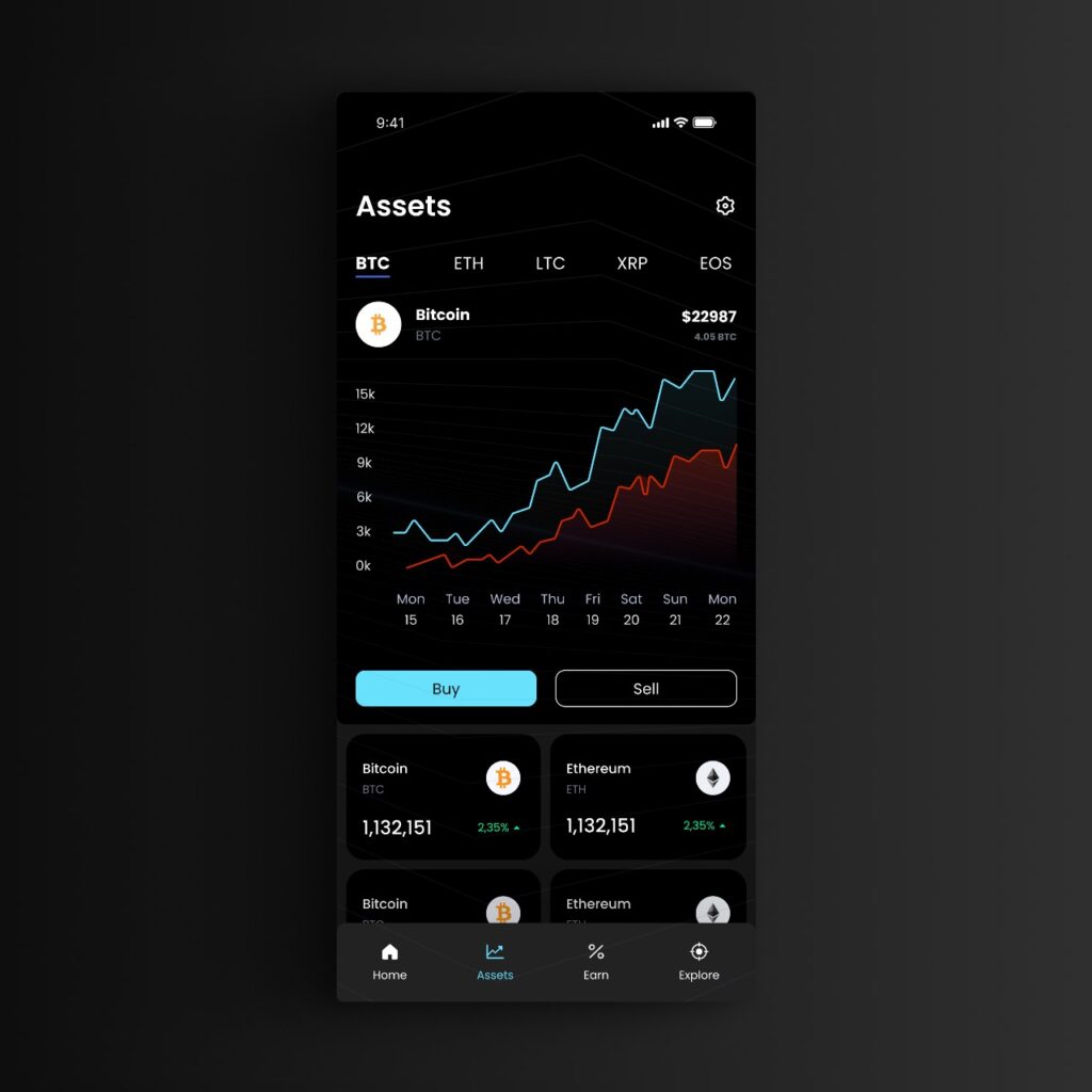 crypto app assets page ui design in figma