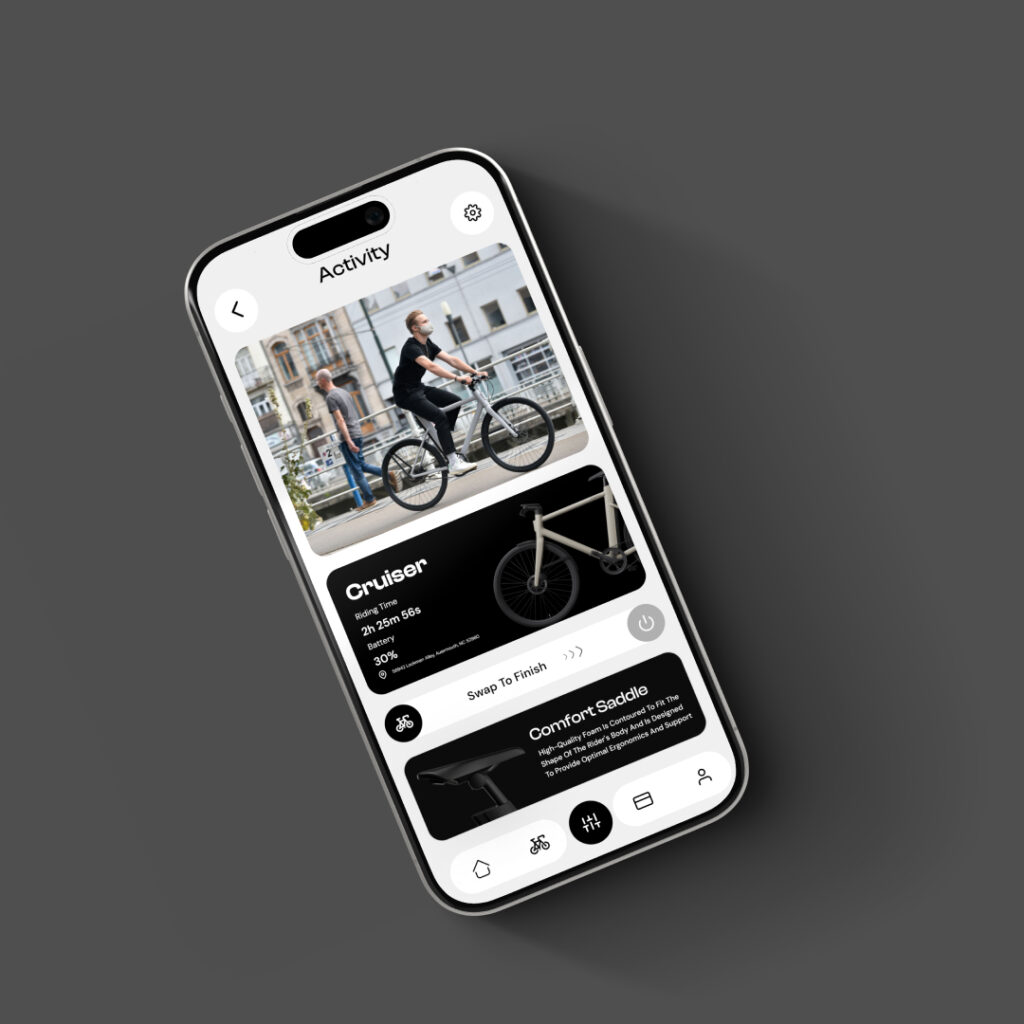 Smart bicycle activity page ui ux design in figma