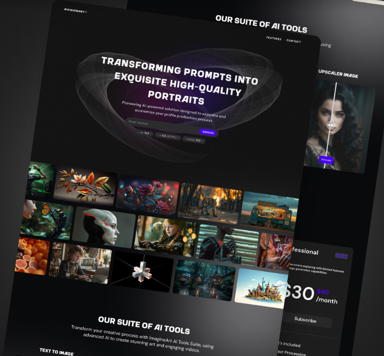 UI/UX Designing of an AI Generated Art Landing Page