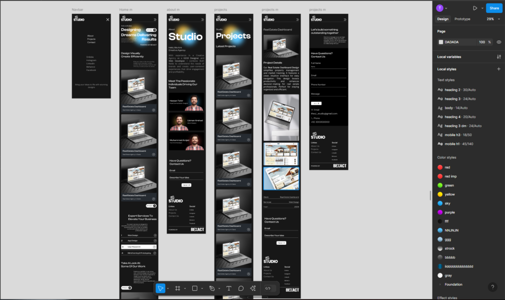 mobile UI/UX Design to HTML/CSS/JS development for a Creative Agency Website