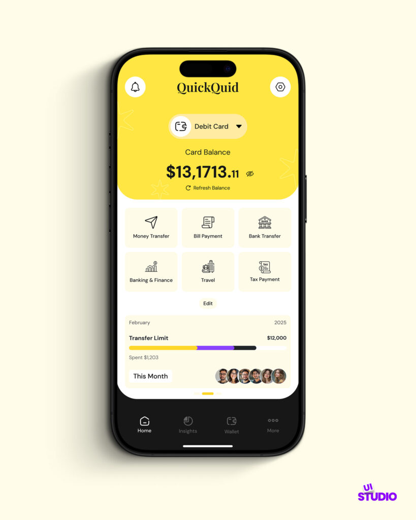 Finance Mobile App UI in Figma - home screen