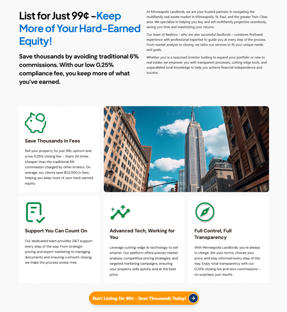 property listing section old ui/ux Minneapolis landlords website