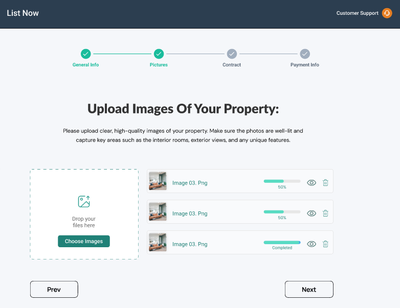 property listing website ui/ux designing - uploading image