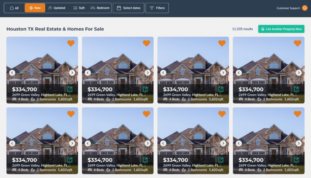 property listing old ui/ux design