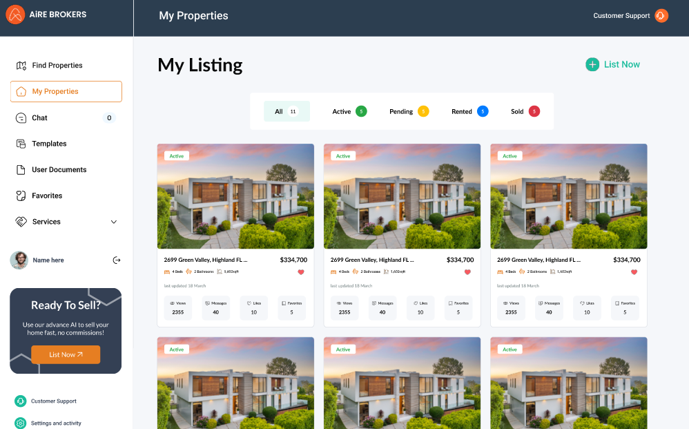 property listing website ui/ux designing Florida