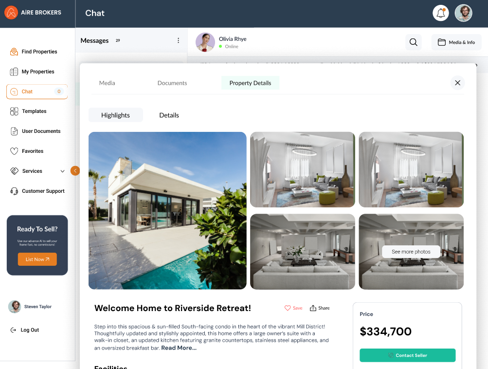Chat UI/UX for Real Estate