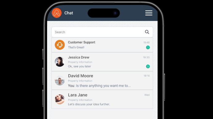 real estate saas app - chat ui/ux old design