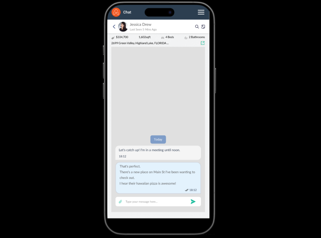 real estate saas app - chat inbox ui/ux old design