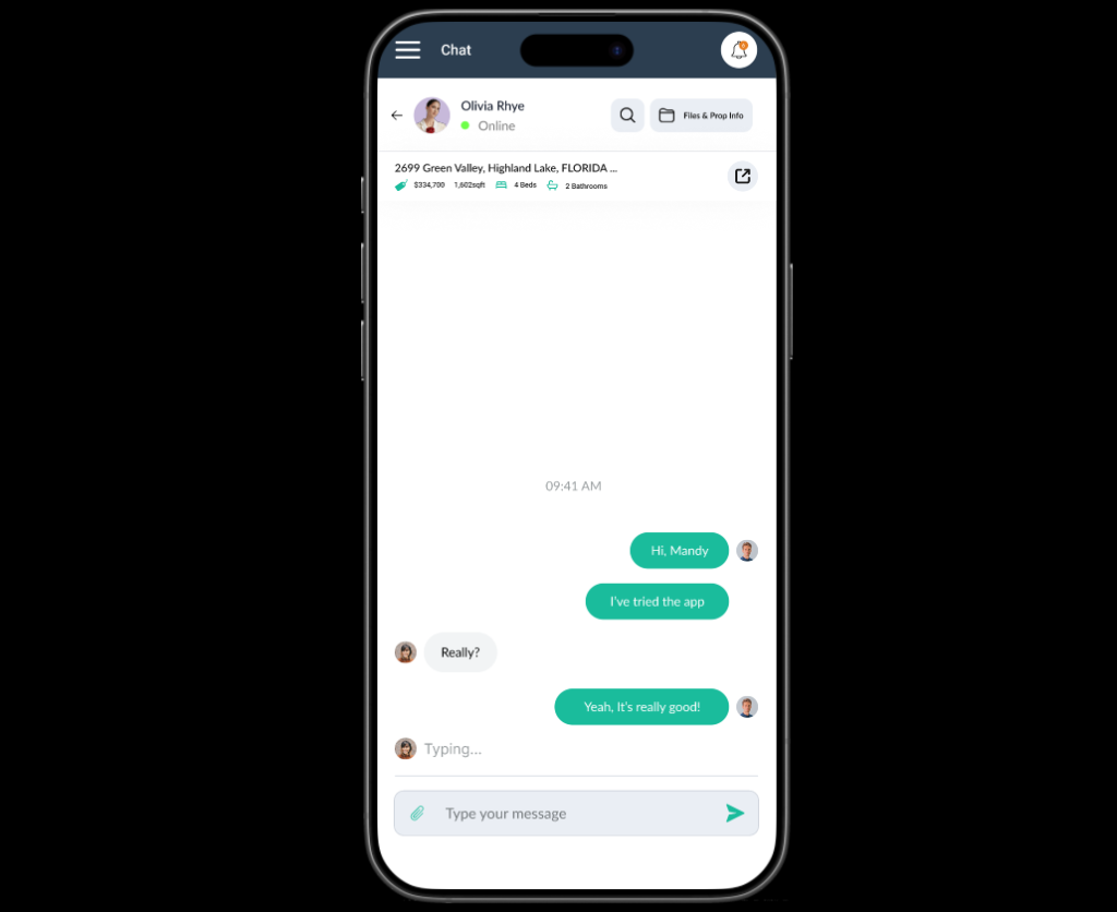 real estate saas app - chat inbox ui/ux new design