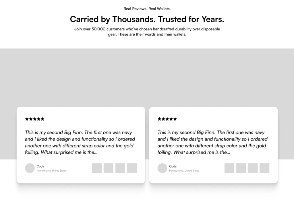 leather wallet figma customer testimonial